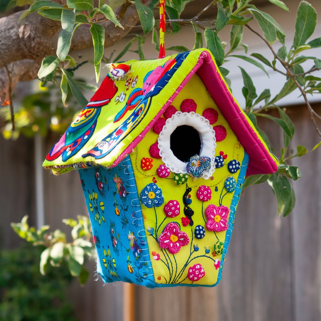 Colorful Fabric Birdhouse