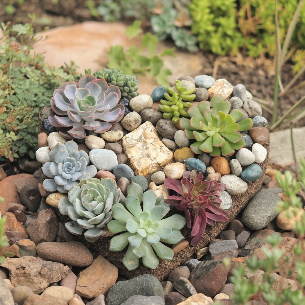 Succulent and Rock Mosaic