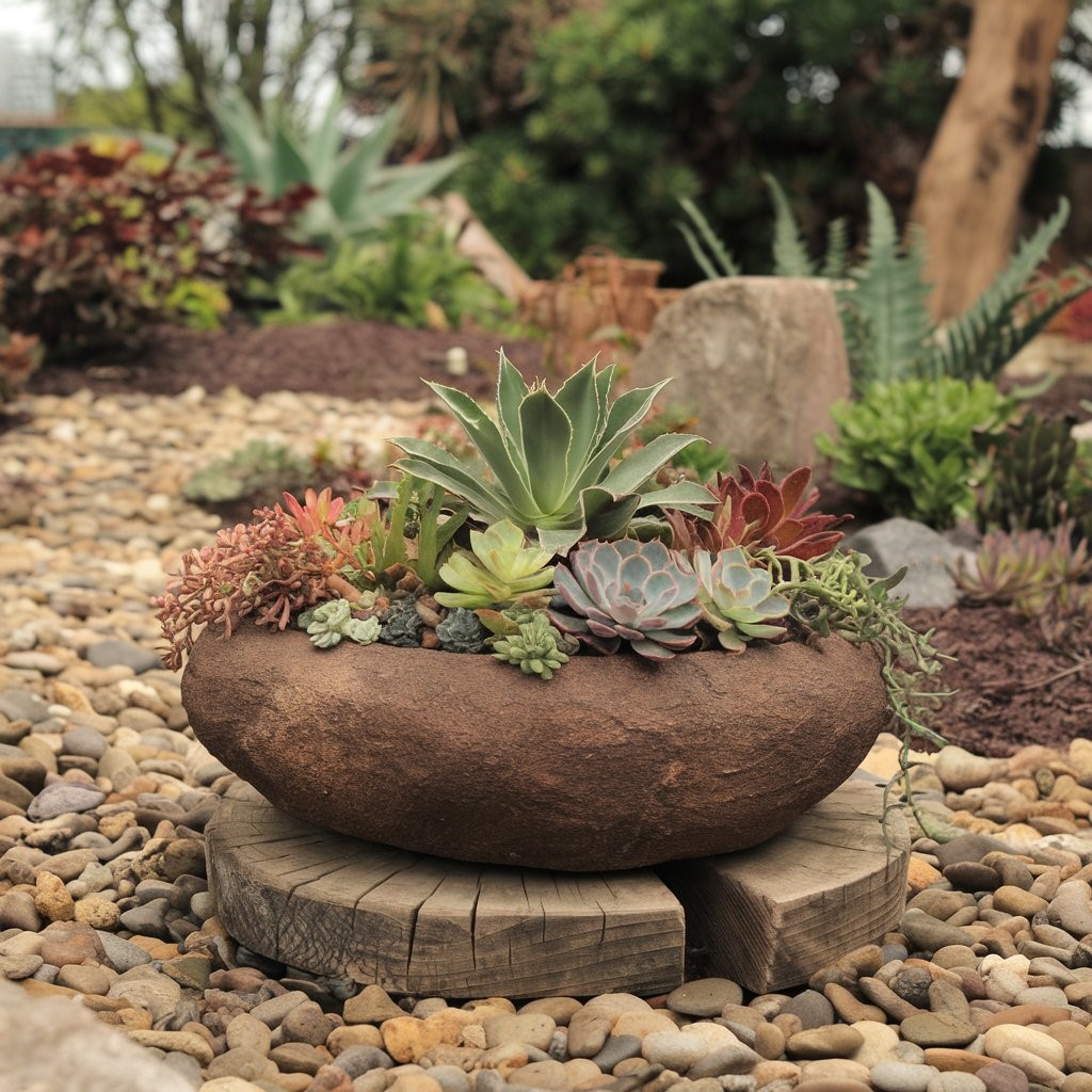 Rustic Stone Planters