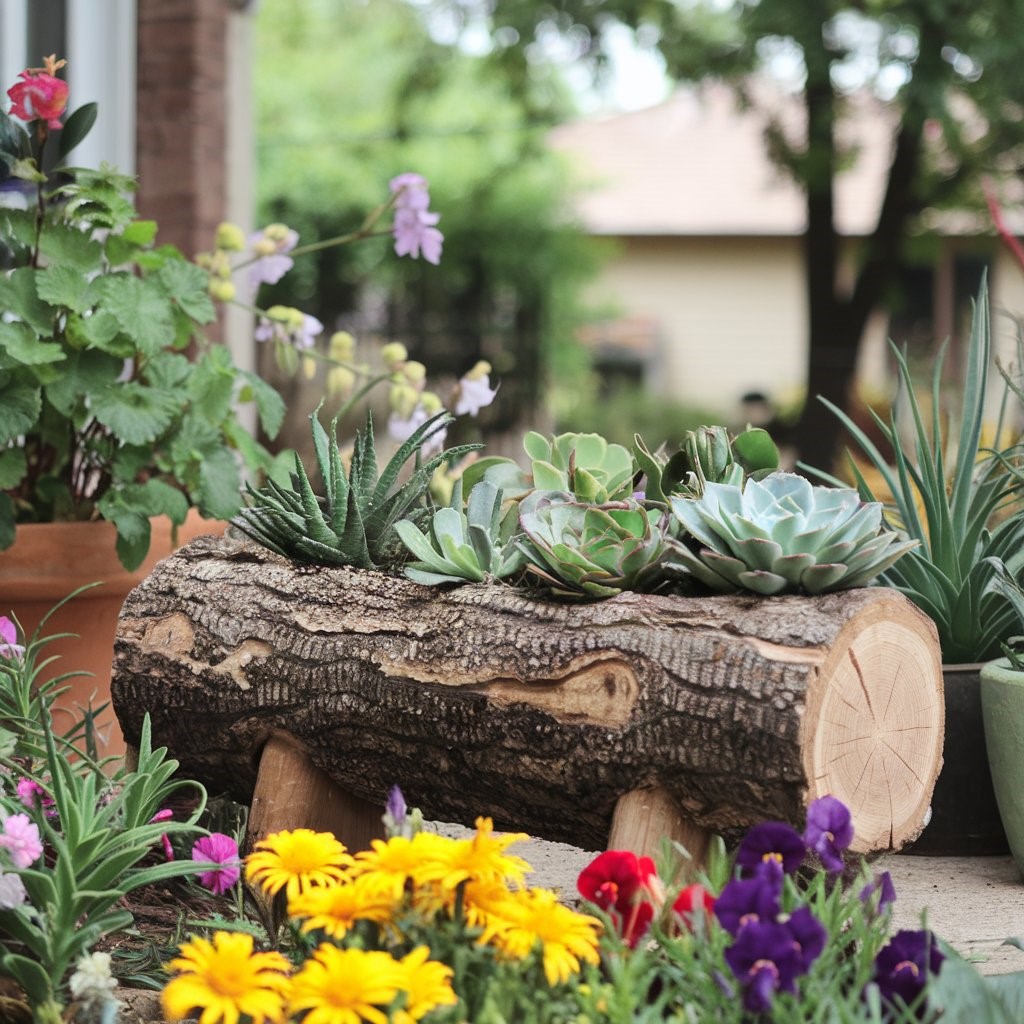  Succulent Log Planters