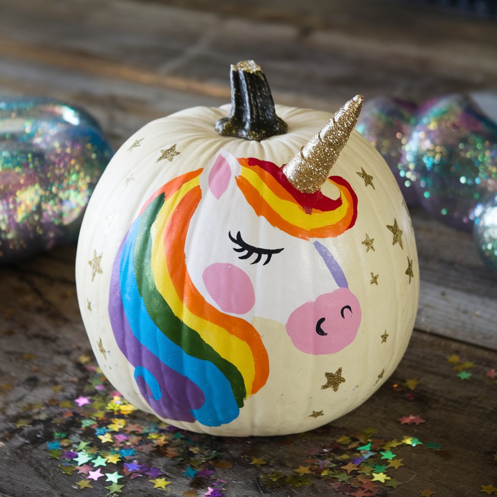 Rainbow Unicorn Pumpkin