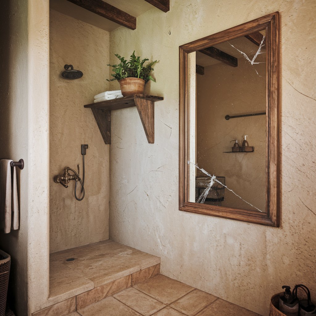 Wooden Framed Shower Mirror