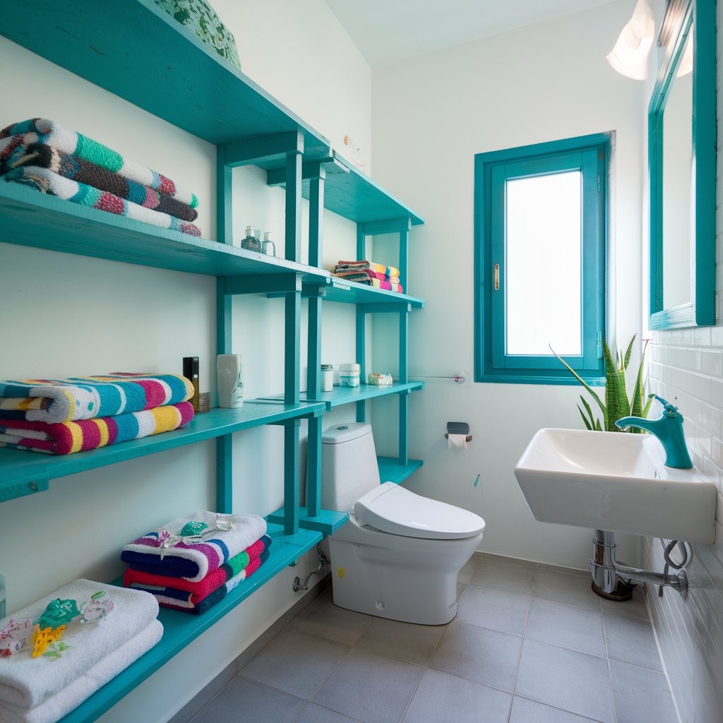 Colorful Bathroom Storage