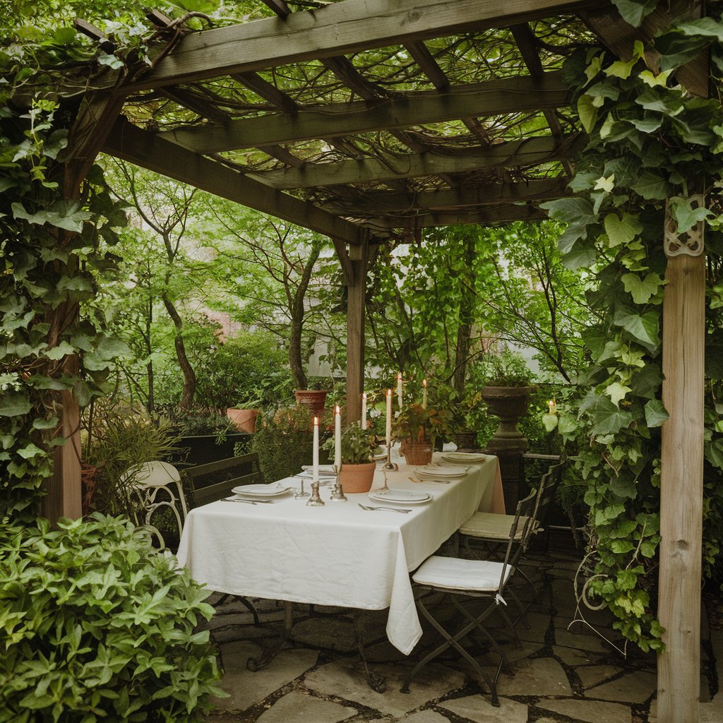 Pergola with Climbing Plants