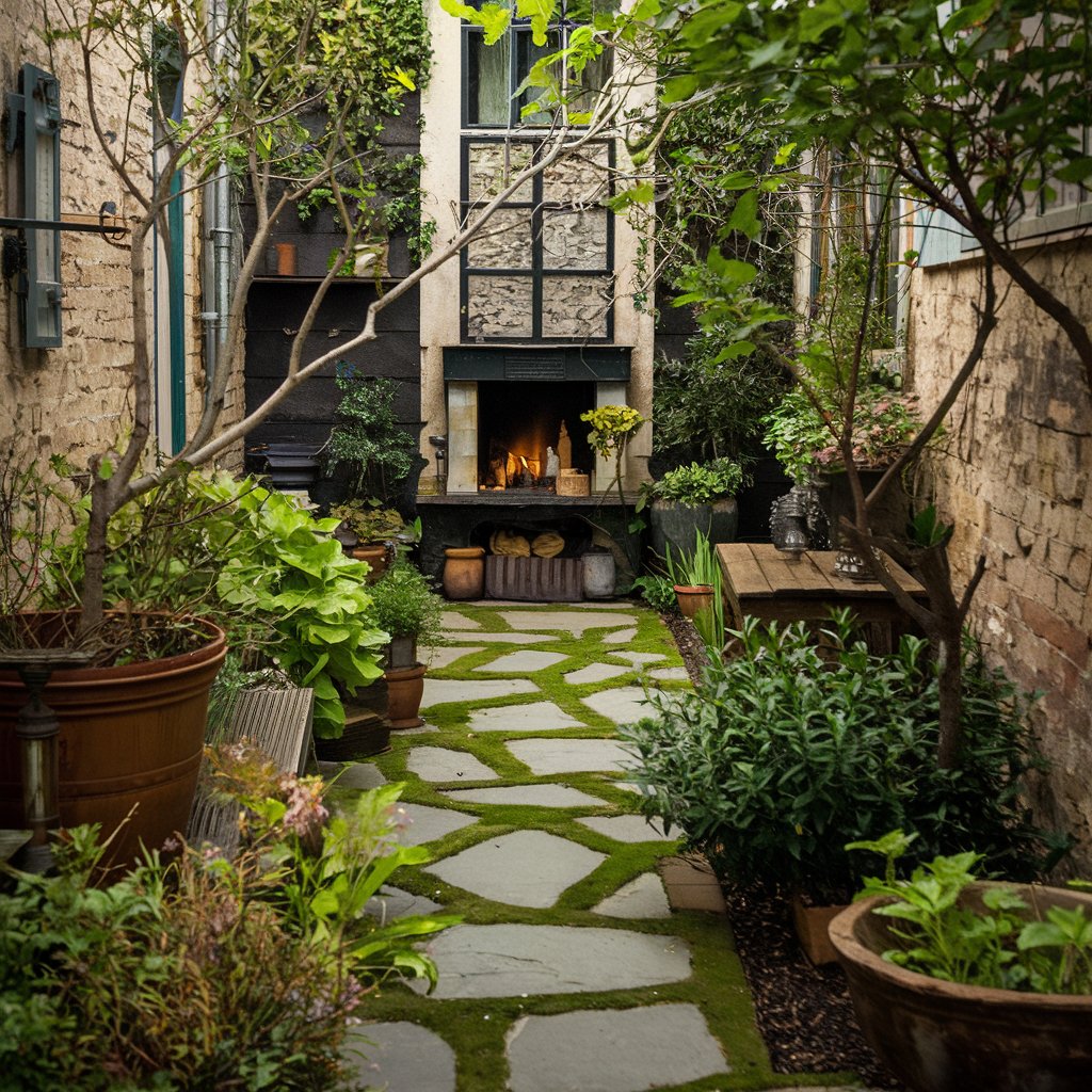 Rustic Stone Path Courtyard