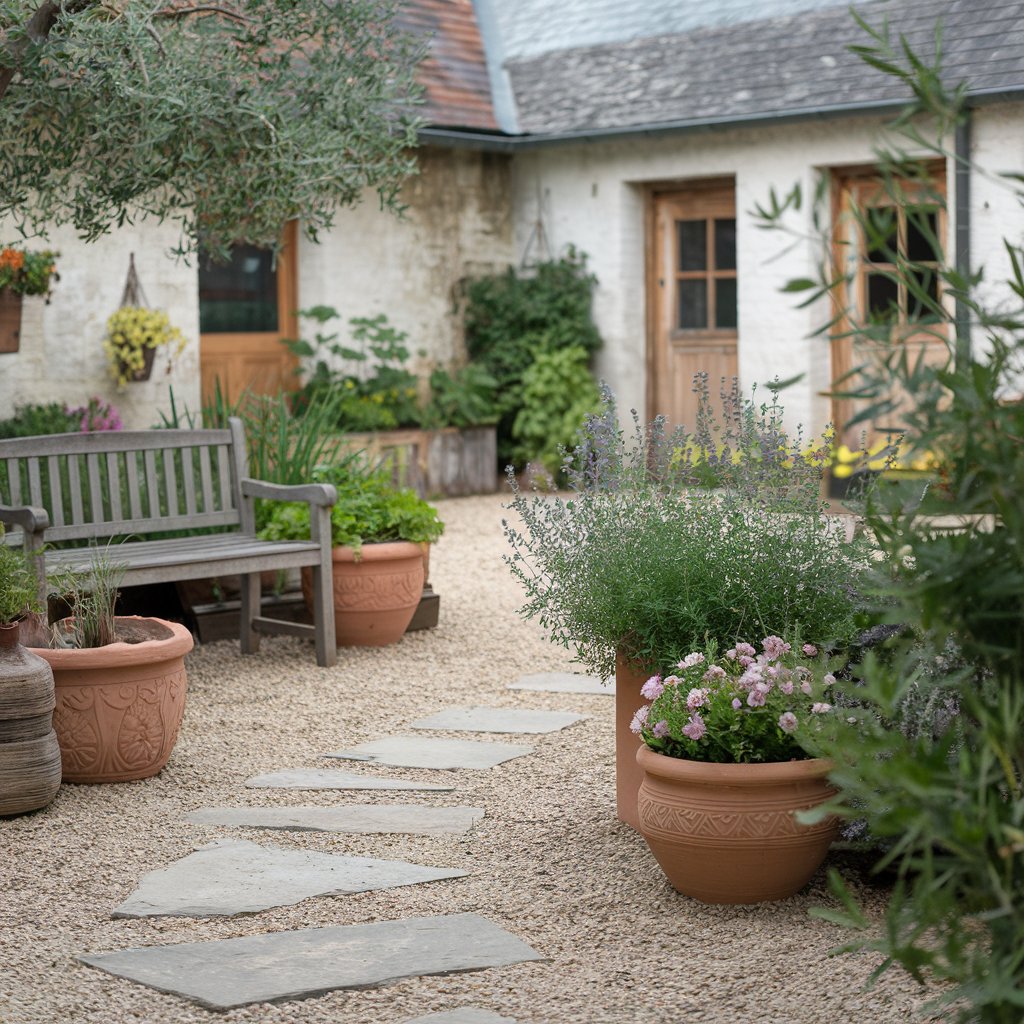 Rustic Courtyard with Natural Elements